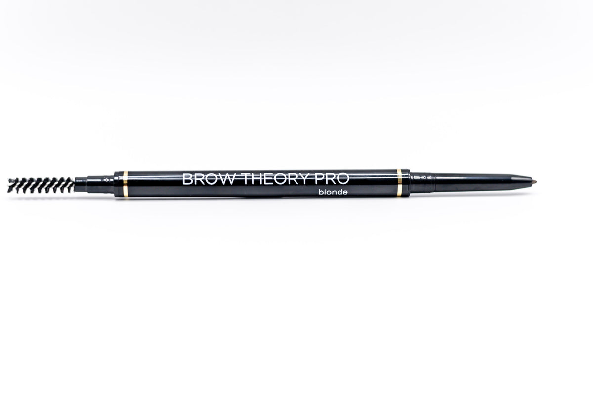 Brow Theory Pro Water Resistant Precision Eyebrow Pencil with Spoolie in Blonde.